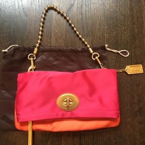 Satin colorblock Shoulder clutch